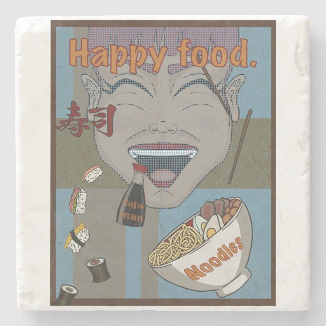 Happy Food Steinuntersetzer (Vorderseite)