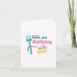 Happy Fork-Ing Puns Birthday Card Karte