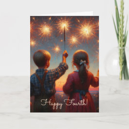Happy Fourth | Kinder mit Sparklern Karte
