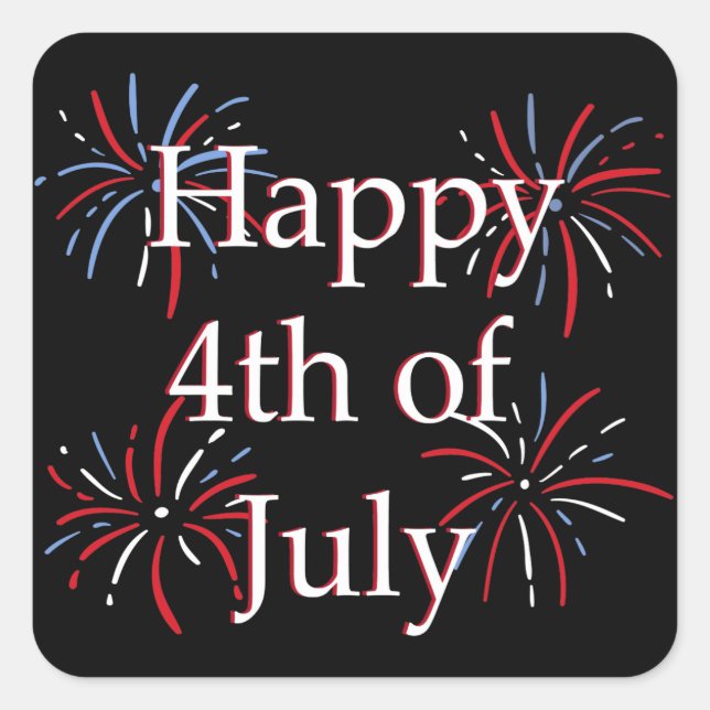Happy Fourth Square Sticker (Vorderseite)