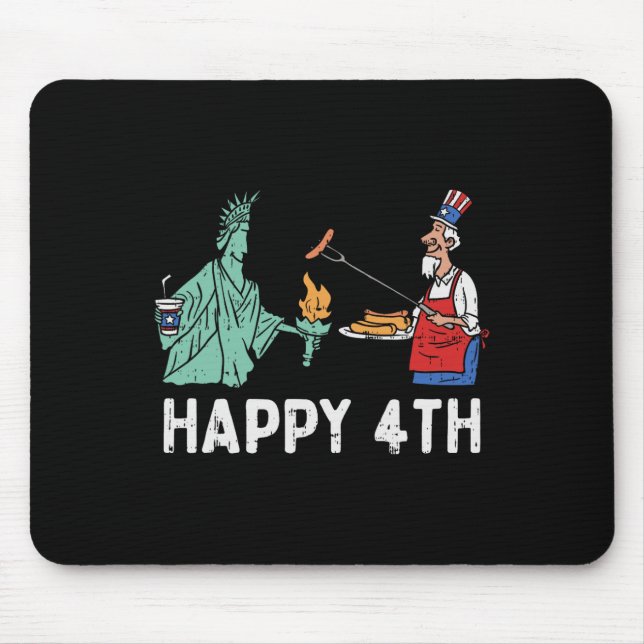 Happy Fourth statue of Liberty Uncle Sam Funny 4. Mousepad (Vorne)