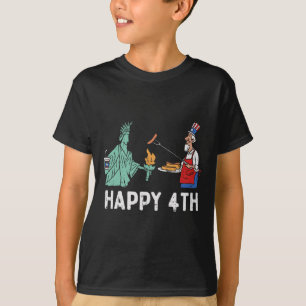 Happy Fourth statue of Liberty Uncle Sam Funny 4. T-Shirt