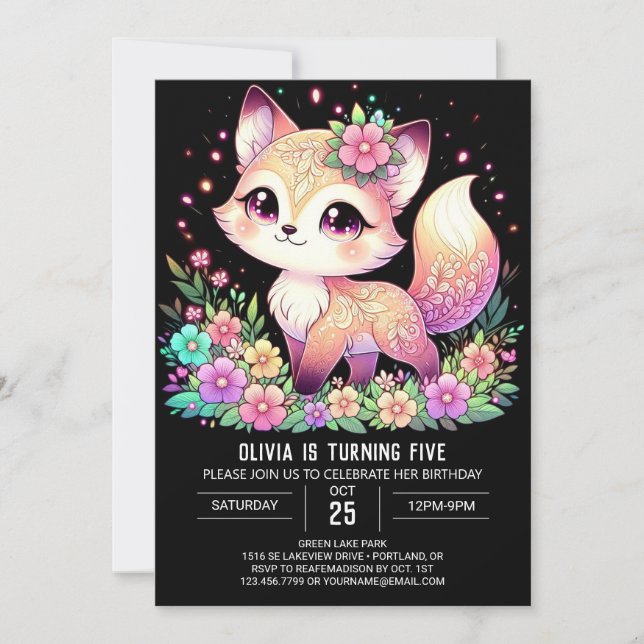 Happy Fox Digital Geburtstag Einladung (Vorderseite)