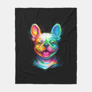 Happy French Bulldog lächelt Gesicht Fleecedecke