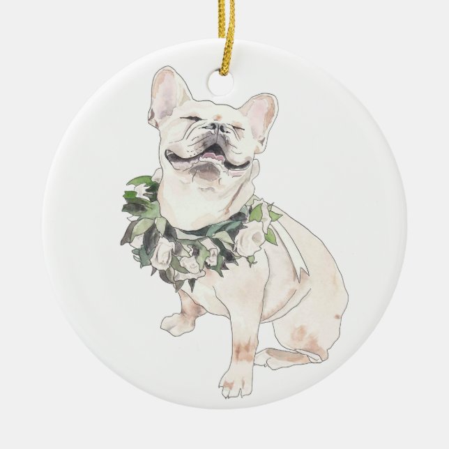 Happy Frenchie Keramik Ornament (Vorne)
