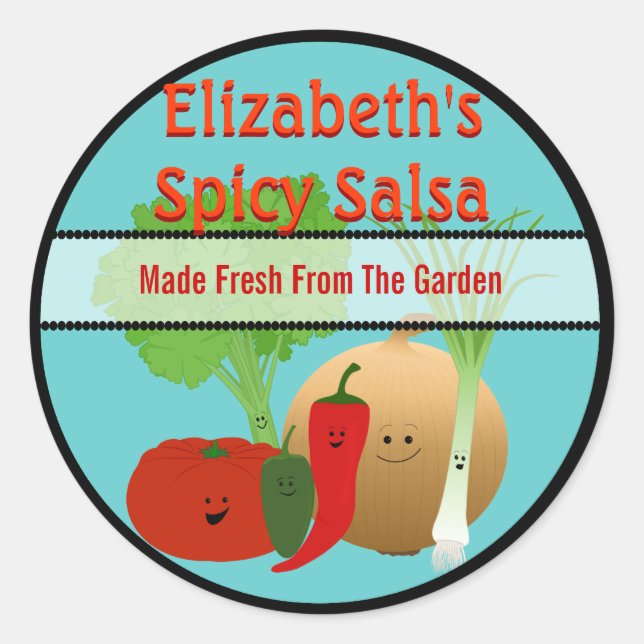 Happy Fresh Salsa Gift Tag Runder Aufkleber (Vorderseite)