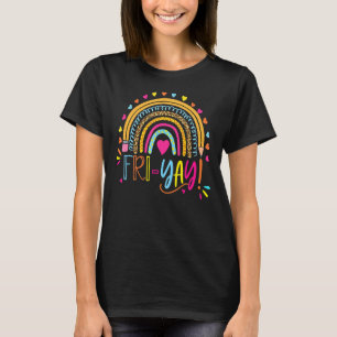 Happy Fri Yay Freitag Spaß Lehrer Geschenk Leopard T-Shirt
