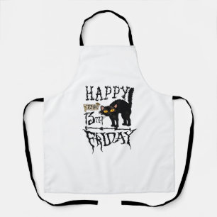 Happy Friday, 13. Black Cat Beängstigend Halloween Schürze