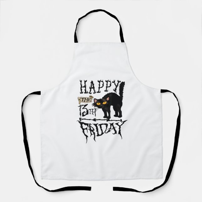 Happy Friday, 13. Black Cat Beängstigend Halloween Schürze (Vorderseite)
