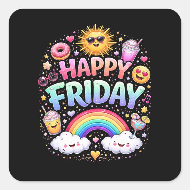 Happy Friday Quadratischer Aufkleber (Vorderseite)