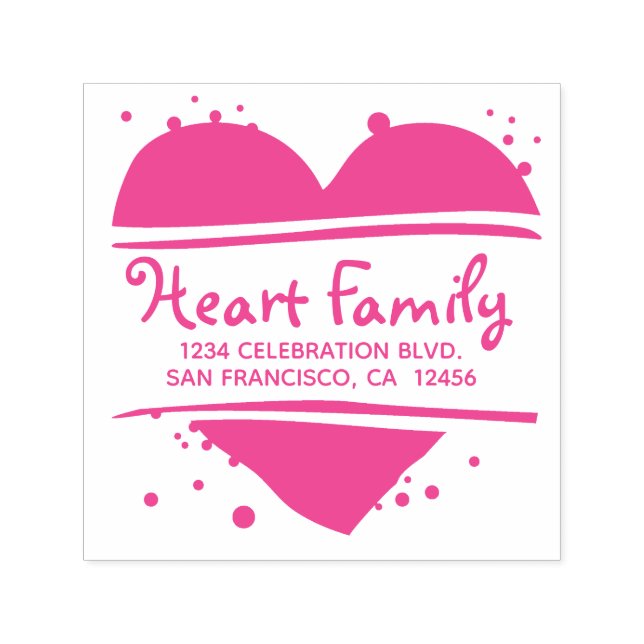 Happy Friendly Pink Heart Rücksendeadresse Permastempel (Design)