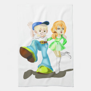 Happy Friends Kitchen Handtuch individuell anpassb