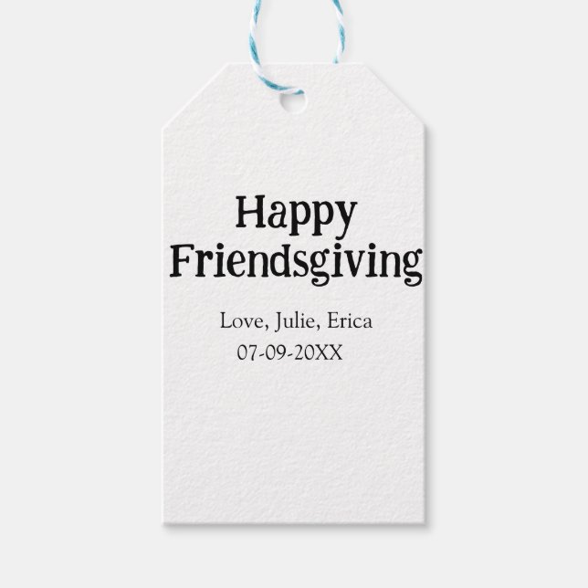 Happy friendsgiving add name with love date simple geschenkanhänger (Vorderseite)