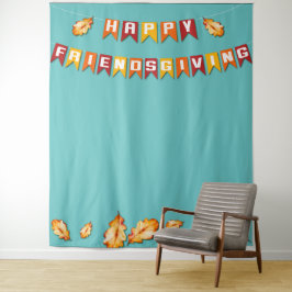 Happy Friendsgiving Erntedank Foto Booth Blue Wandteppich