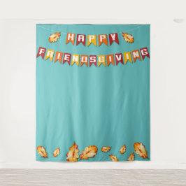 Happy Friendsgiving Erntedank Foto Booth Blue Wandteppich