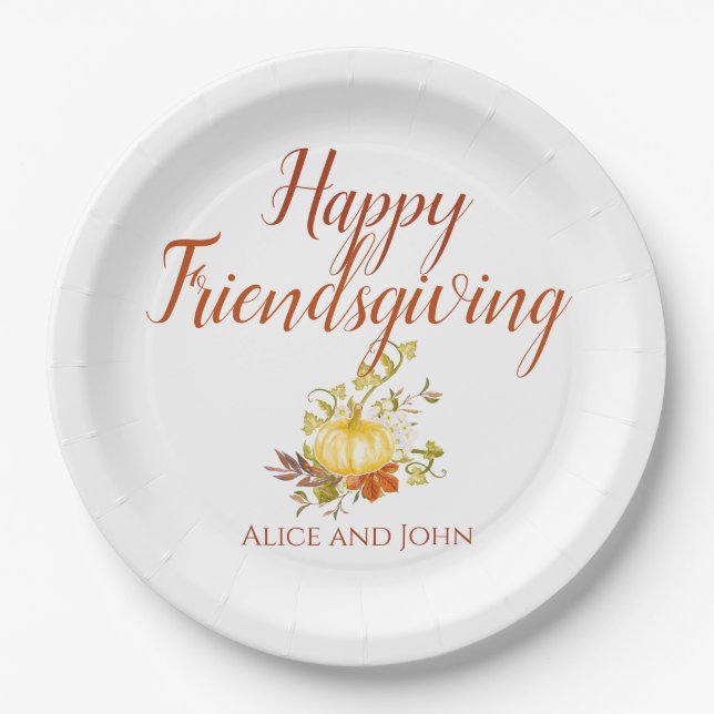 Happy Friendsgiving Erntedank Paper Tellers Pappteller (Vorderseite)