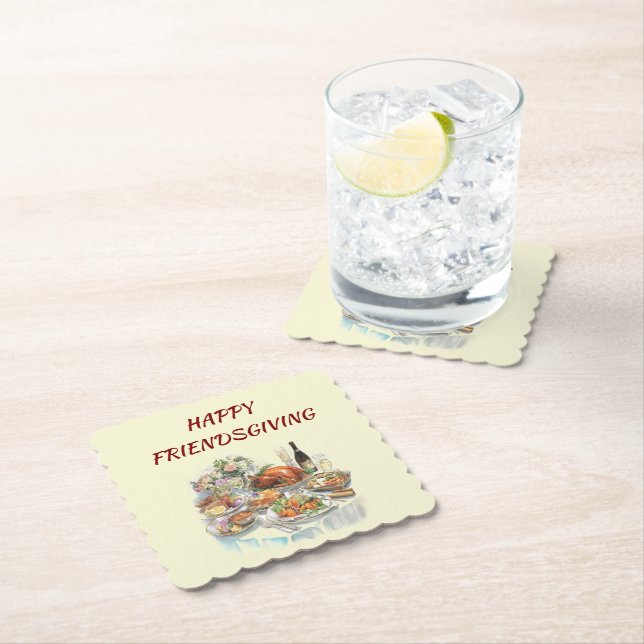 Happy Friendsgiving | Erntedank Paper Untersetzer (Vor Ort)