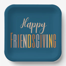 Happy Friendsgiving Erntedank Typografy Fall Pappteller