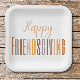 Happy Friendsgiving Erntedank Typografy Fall Pappteller