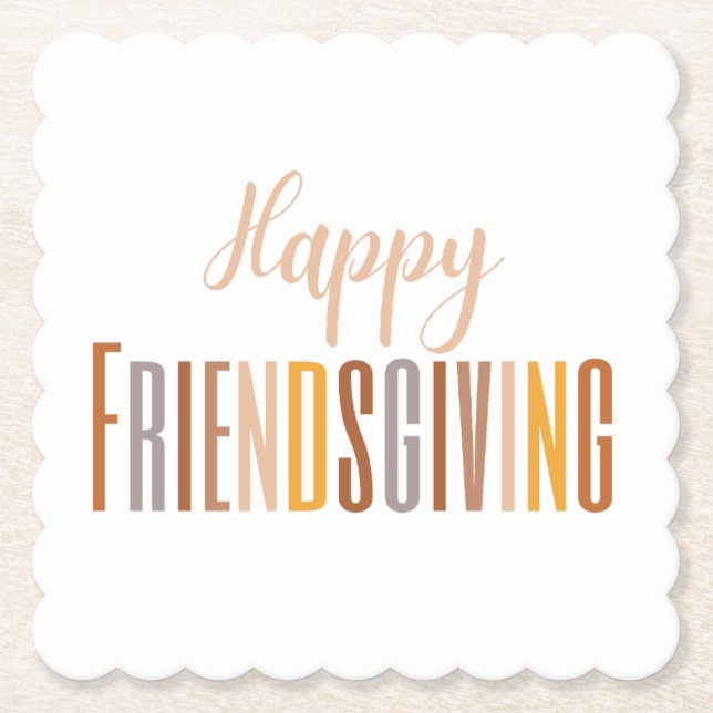 Happy Friendsgiving Erntedank Typografy Fall Untersetzer (Vorderseite)