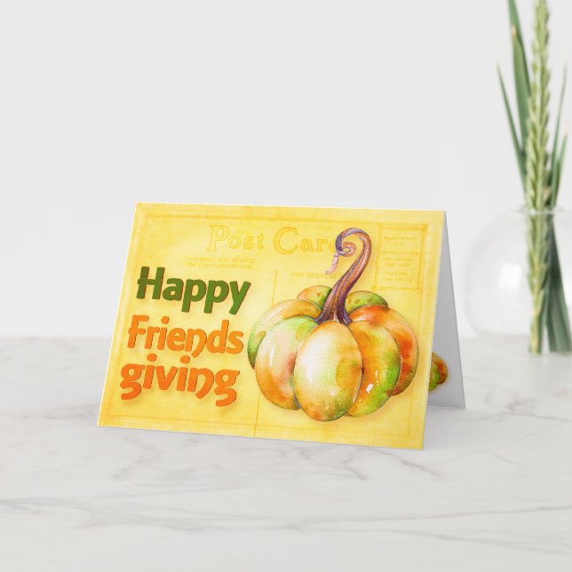 Happy Friendsgiving Erntedank Vintag Postkarte (Vorderseite)