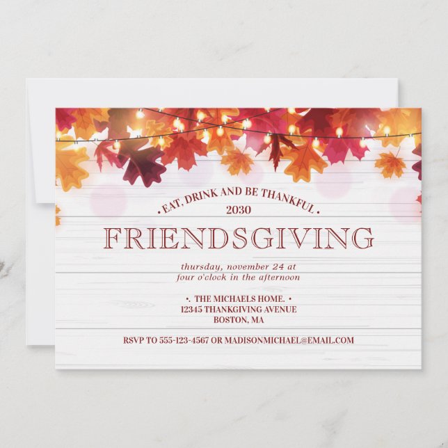 Happy Friendsgiving Herbstfest Party Festessen Einladung (Vorderseite)