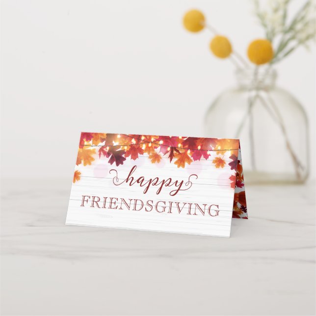 Happy Friendsgiving Herbstfest Party Festessen Platzkarte (Vorderseite)