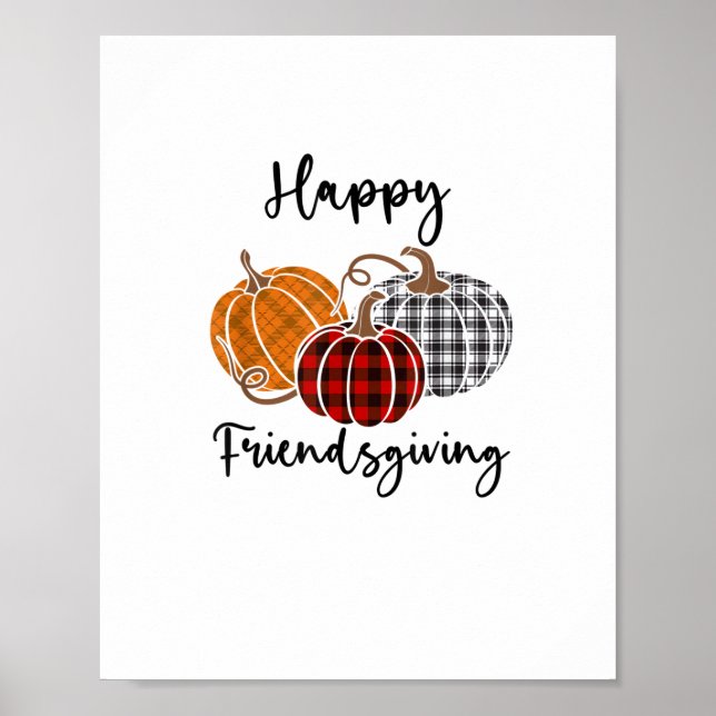 Happy Friendsgiving Kariert Shirt Erntedank Men W Poster (Vorne)