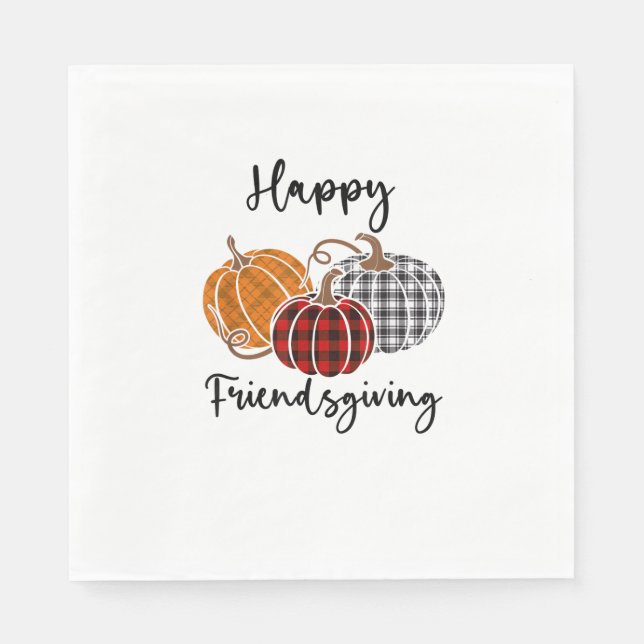 Happy Friendsgiving Kariert Shirt Erntedank Men W Serviette (Vorderseite)