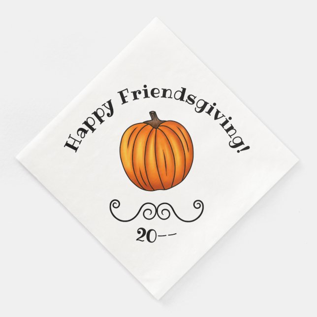 Happy Friendsgiving Kürbis einfach Serviette (Ecke)
