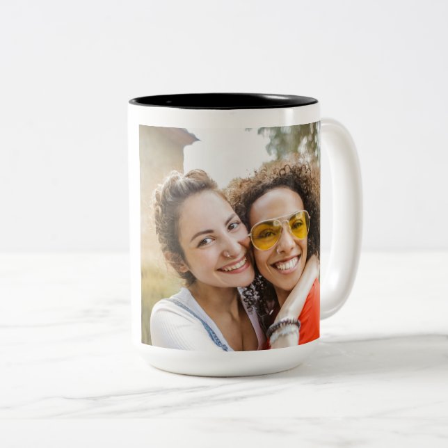 Happy Friendship Day BEST FRIEND JE FOTO Zweifarbige Tasse (VorderseiteRechts)