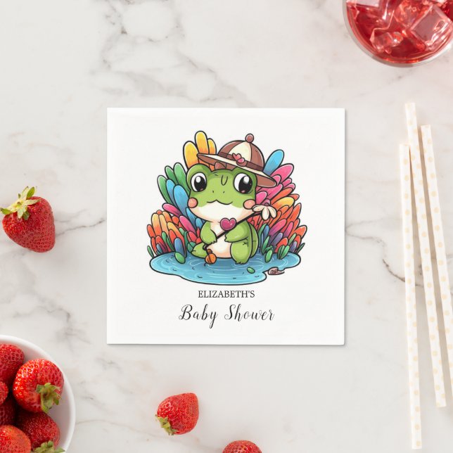 Happy Frog Baby Shower Serviette (Beispiel)