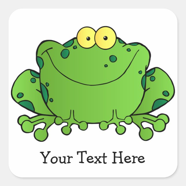 Happy Frog (personalisierte Aufkleber) Quadratischer Aufkleber (Vorderseite)
