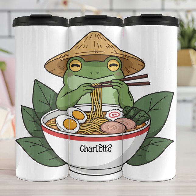 Happy Frog: Ramen Fest, Asiatischer Hut Thermosbecher (Von Creator hochgeladen)