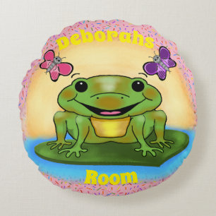Happy Frog Round Pillow Rundes Kissen
