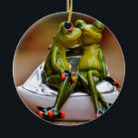 Happy Frogs Keramikornament<br><div class="desc">Happy Frogs. Be Happy and love everybody. Funny gifts for all.</div>