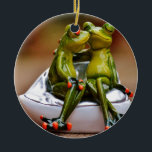 Happy Frogs Keramikornament<br><div class="desc">Happy Frogs. Be Happy and love everybody. Funny gifts for all.</div>