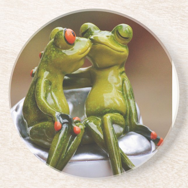 Happy Frogs Sandstein Untersetzer (Vorne)