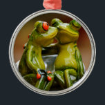 Happy Frogs Silbernes Ornament<br><div class="desc">Happy Frogs. Be Happy and love everybody. Funny gifts for all.</div>