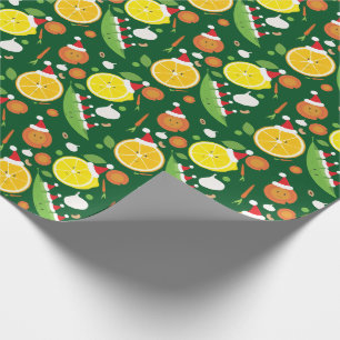 Happy Frucht Gemüse Weihnachtsmannmütze Pattern  Geschenkpapier