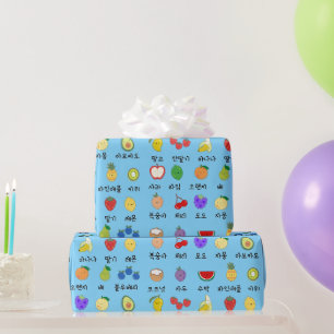 Happy Fruit mit koreanischer Kennzeichnung Geschenkpapier