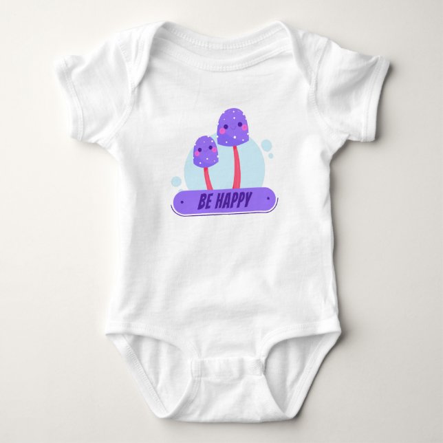 Happy Fungi Familie Lila Baby Strampler (Vorderseite)
