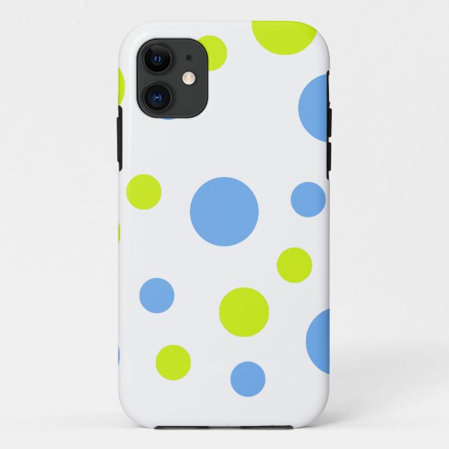 Happy Funky Yellow Blue Bubbles Case-Mate iPhone Hülle (Rückseite)