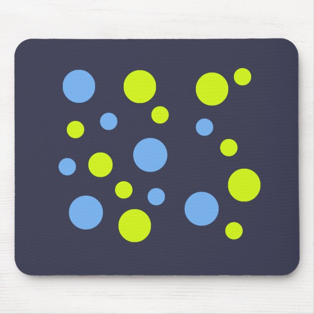 Happy Funky Yellow Blue Bubbles Mousepad (Vorne)