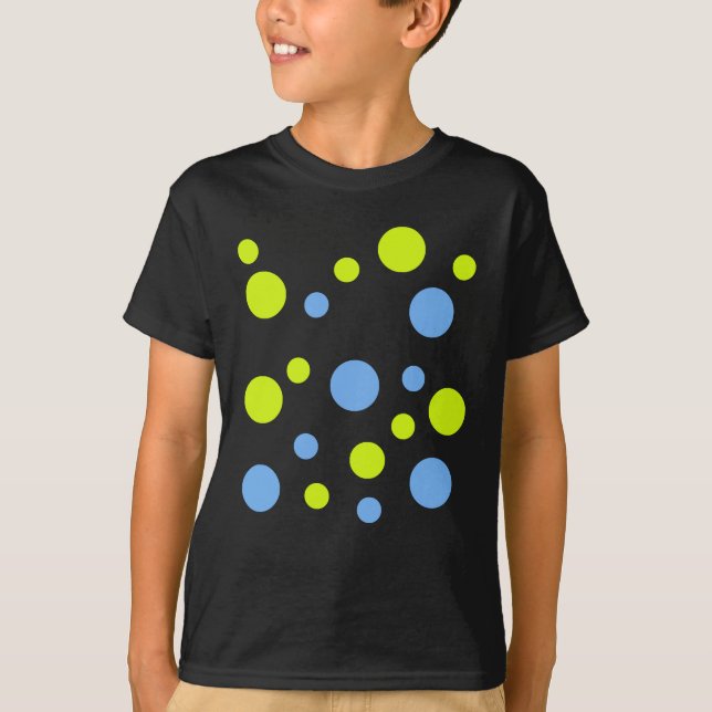 Happy Funky Yellow Blue Bubbles T-Shirt (Vorderseite)