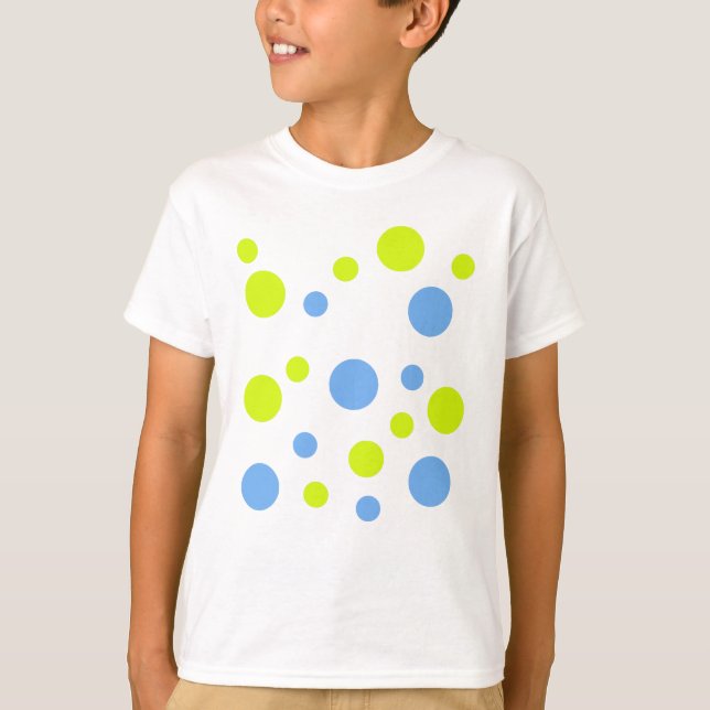Happy Funky Yellow Blue Bubbles T-Shirt (Vorderseite)