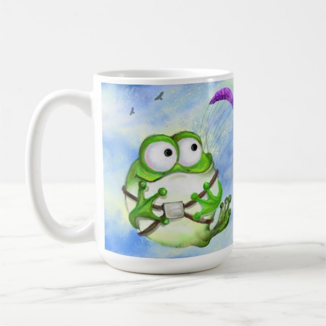 Happy Funny Frog Paraglider Tasse (Links)