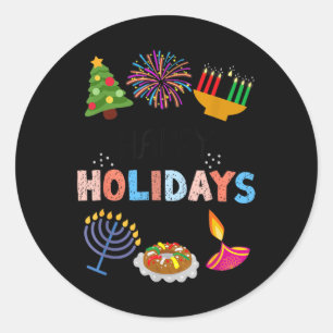 Happy Funny Holidays Diwali Kwanzaa Hanukkah Chris Runder Aufkleber