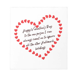 Happy Funny Valentinstag Geschenk zitiert sarkasti Notizblock