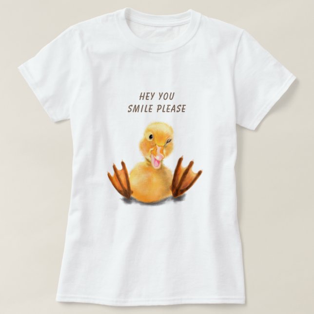 Happy Funny Yellow Duck Playful Wink - Ihr Text T-Shirt (Design vorne)